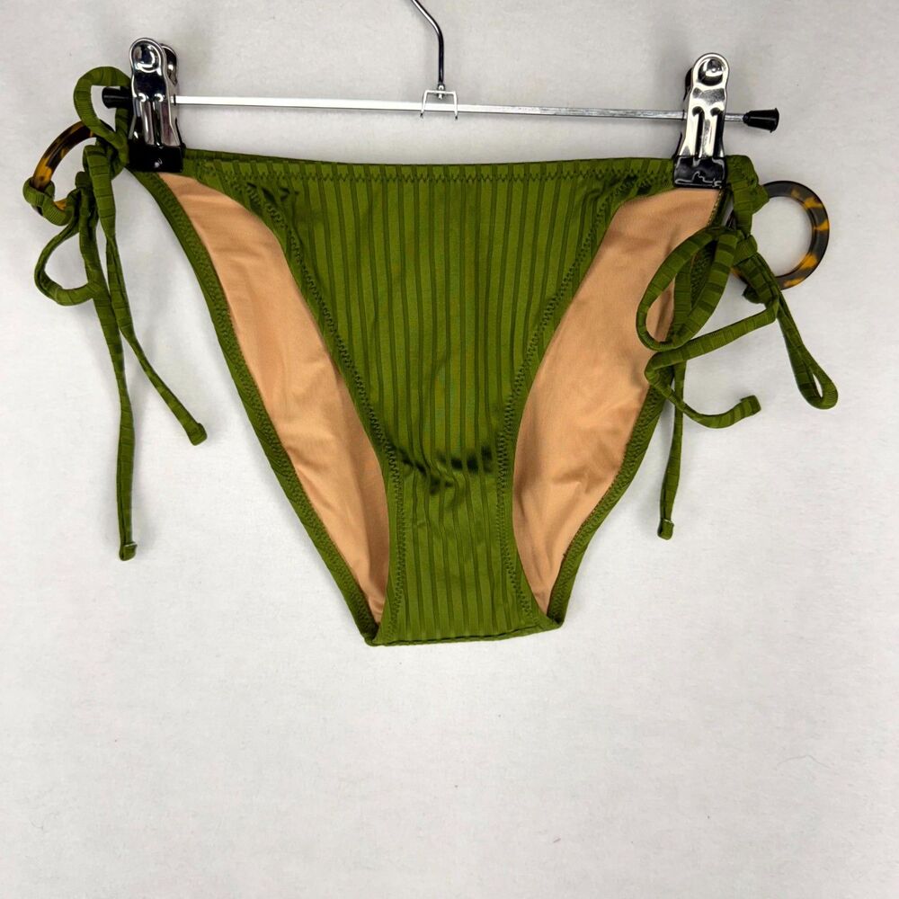 J.Crew Wide-Rib High-Rise Bikini Bottom Dark Green Ladies Size M NEW BH489 CGR